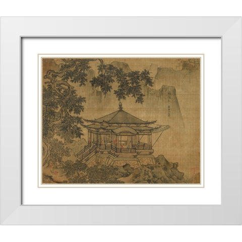 A Pavilion White Modern Wood Framed Art Print with Double Matting by China Southen Song Dynasty