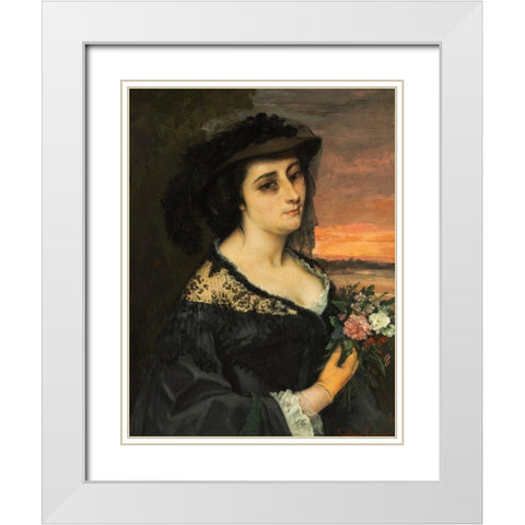 Mme Laure Borreau White Modern Wood Framed Art Print with Double Matting by Courbet, Gustave