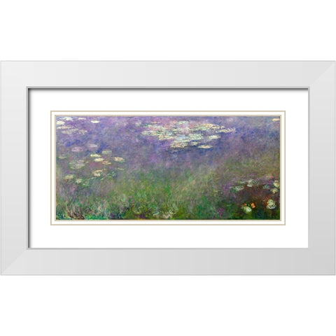 Water Lilies Agapanthus White Modern Wood Framed Art Print with Double Matting by Monet, Claude