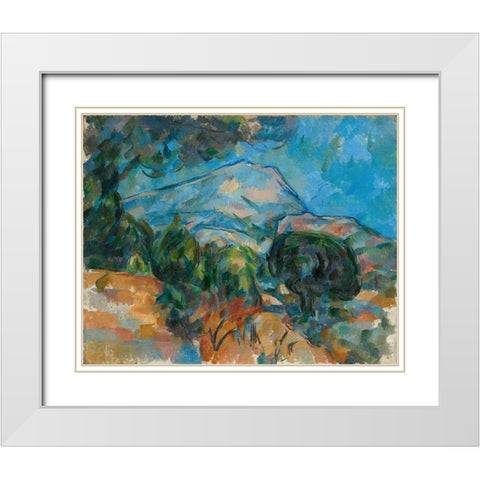 Mount Sainte Victoire White Modern Wood Framed Art Print with Double Matting by Cezanne, Paul