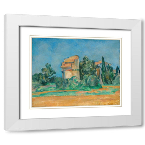 The Pigeon Tower at Bellevue White Modern Wood Framed Art Print with Double Matting by Cezanne, Paul