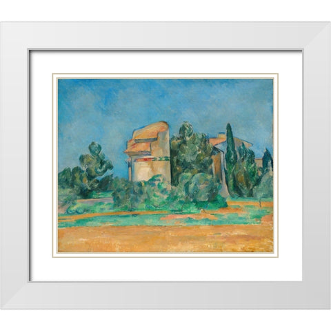 The Pigeon Tower at Bellevue White Modern Wood Framed Art Print with Double Matting by Cezanne, Paul