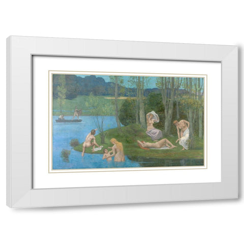 Summer White Modern Wood Framed Art Print with Double Matting by de Chavannes, Pierre Puvis