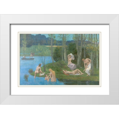 Summer White Modern Wood Framed Art Print with Double Matting by de Chavannes, Pierre Puvis