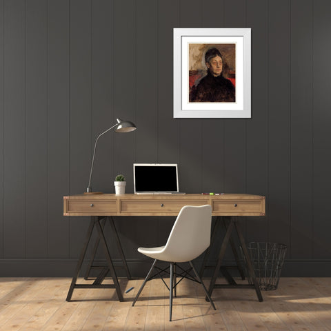 Stefanina Primicile Carafa, Marchioness of Cicerale and Duchess of Montejasi White Modern Wood Framed Art Print with Double Matting by Degas, Edgar