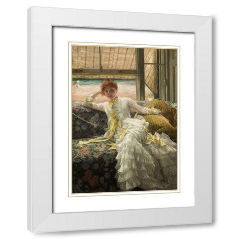 Seaside (July: Specimen of a Portrait) White Modern Wood Framed Art Print with Double Matting by Tissot, James