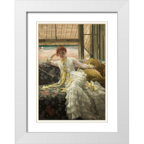 Seaside (July: Specimen of a Portrait) White Modern Wood Framed Art Print with Double Matting by Tissot, James