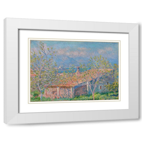 Gardeners House at Antibes White Modern Wood Framed Art Print with Double Matting by Monet, Claude