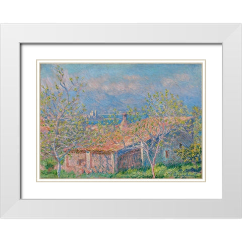 Gardeners House at Antibes White Modern Wood Framed Art Print with Double Matting by Monet, Claude