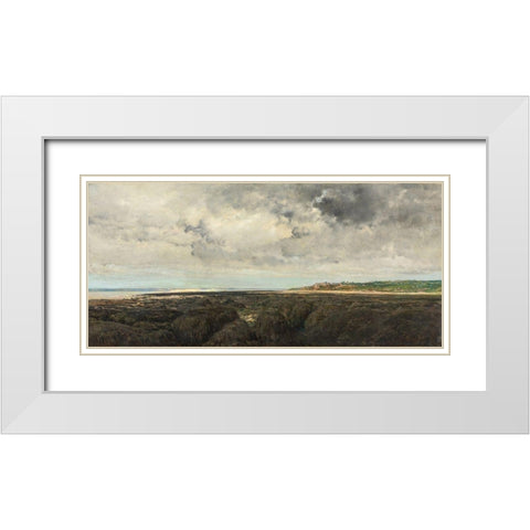 Villerville Seen from Le Ratier White Modern Wood Framed Art Print with Double Matting by Daubigny, Charles Francois