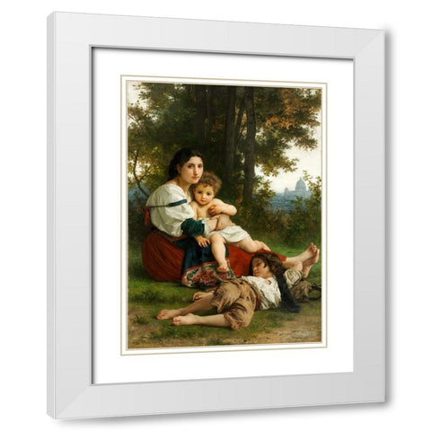 Rest White Modern Wood Framed Art Print with Double Matting by Bouguereau, William Adolphe