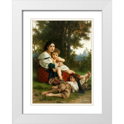 Rest White Modern Wood Framed Art Print with Double Matting by Bouguereau, William Adolphe