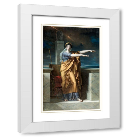 Polyhymnia, Muse of Eloquence White Modern Wood Framed Art Print with Double Matting by Meynier, Charles