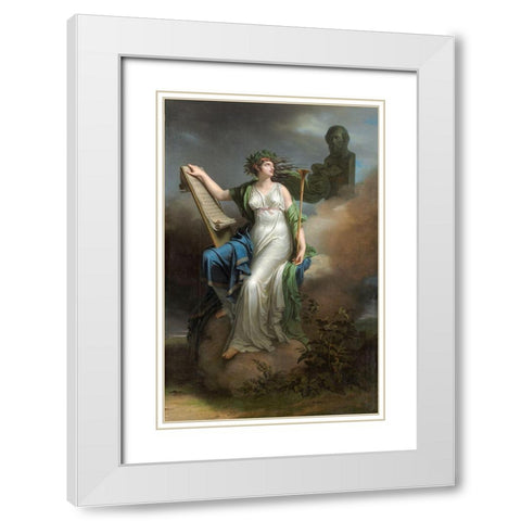 Calliope, Muse of Epic Poetry White Modern Wood Framed Art Print with Double Matting by Meynier, Charles
