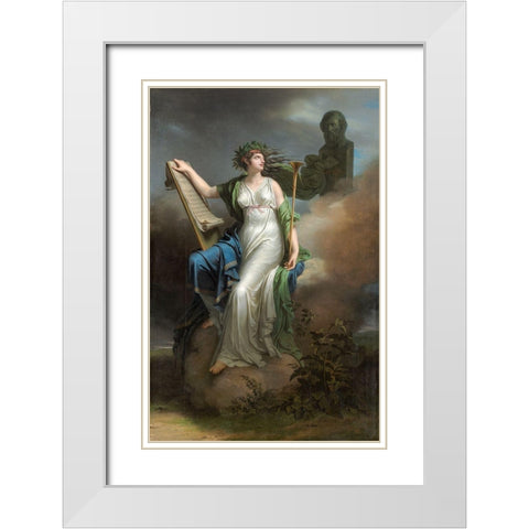 Calliope, Muse of Epic Poetry White Modern Wood Framed Art Print with Double Matting by Meynier, Charles