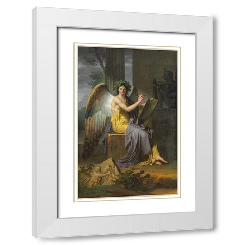Clio, Muse of History White Modern Wood Framed Art Print with Double Matting by Meynier, Charles