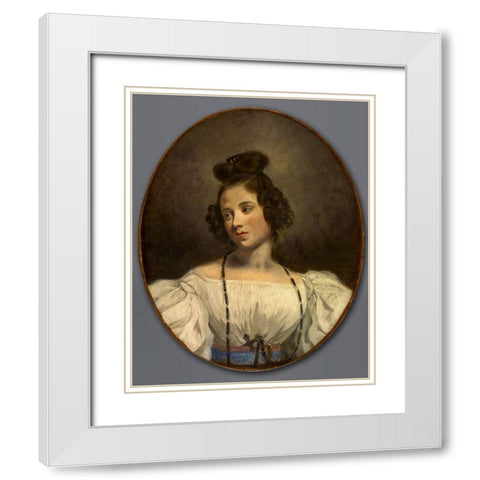 Mlle. Alexandrine-Julie de la Boutraye White Modern Wood Framed Art Print with Double Matting by Delacroix, Eugene