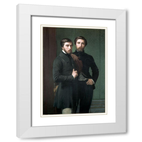 Rene-Charles Dassy and His Brother Jean-Baptiste-Claude-Amede Dassy White Modern Wood Framed Art Print with Double Matting by Flandrin, Hippolyte Jean