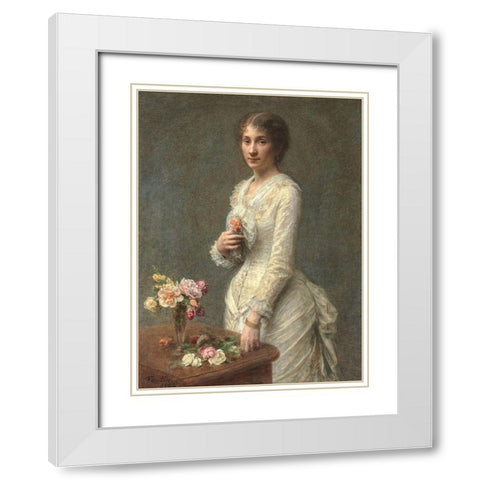 Madame Lerolle White Modern Wood Framed Art Print with Double Matting by Fantin-Latour, Henri