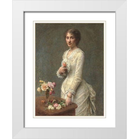 Madame Lerolle White Modern Wood Framed Art Print with Double Matting by Fantin-Latour, Henri