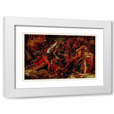 Sketch for The Revolt at Cairo White Modern Wood Framed Art Print with Double Matting by de Roucy-Trioson, Anne-Louis Girodet