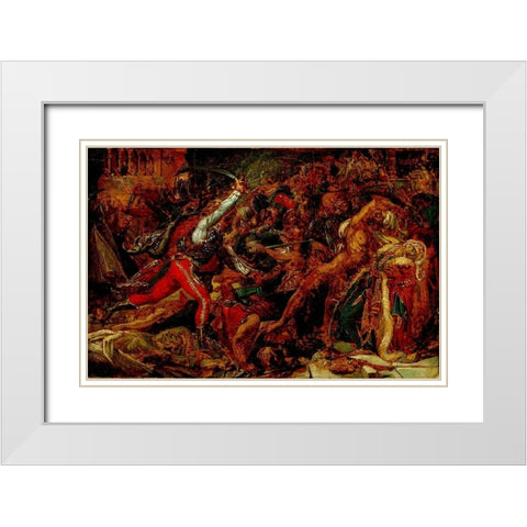Sketch for The Revolt at Cairo White Modern Wood Framed Art Print with Double Matting by de Roucy-Trioson, Anne-Louis Girodet