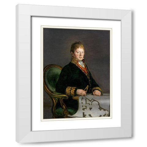 Portrait of Don Juan Antonio Cuervo White Modern Wood Framed Art Print with Double Matting by Goya, Francisco de