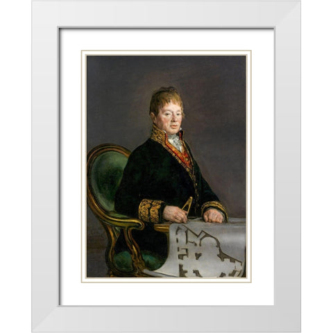 Portrait of Don Juan Antonio Cuervo White Modern Wood Framed Art Print with Double Matting by Goya, Francisco de