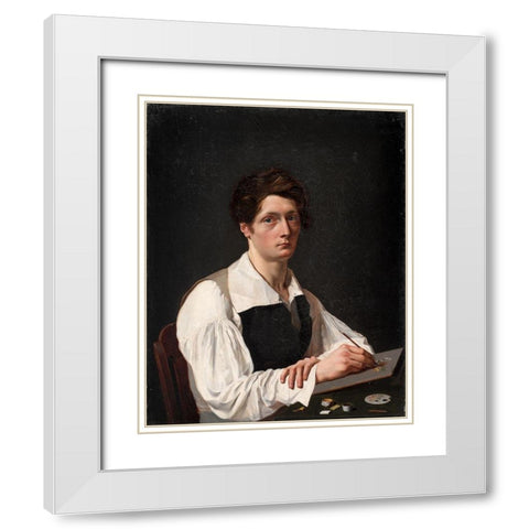Self Portrait White Modern Wood Framed Art Print with Double Matting by LePage, Francois
