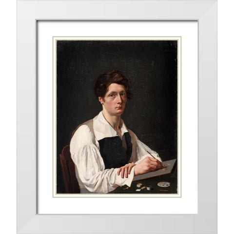 Self Portrait White Modern Wood Framed Art Print with Double Matting by LePage, Francois