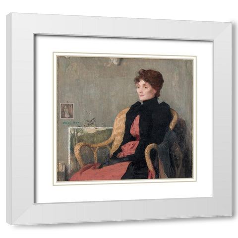 Portrait of a Woman White Modern Wood Framed Art Print with Double Matting by Aman-Jean, Edmond Francois