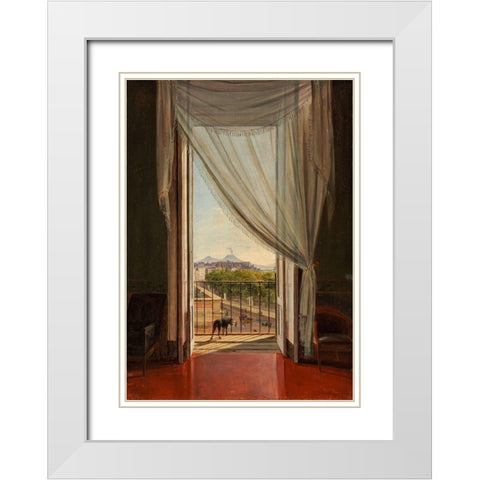 A View of Naples through a Window White Modern Wood Framed Art Print with Double Matting by Catel, Franz Ludwig