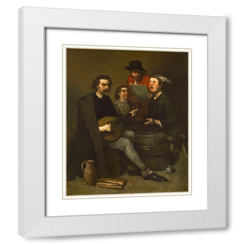 Singers White Modern Wood Framed Art Print with Double Matting by Ribot, Theodule