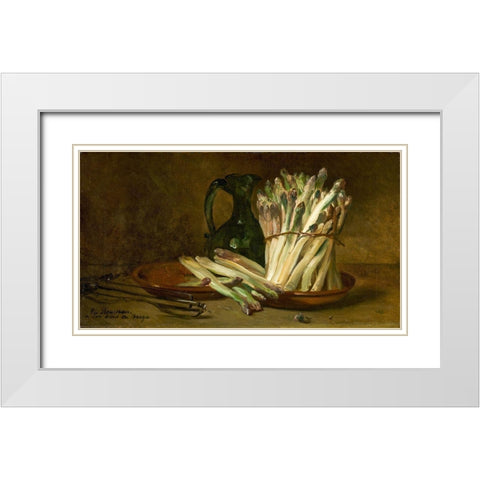 Still Life with Asparagus White Modern Wood Framed Art Print with Double Matting by Rousseau, Philippe