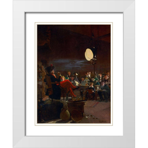 A Night Class White Modern Wood Framed Art Print with Double Matting by Vibert, Jehan-Georges