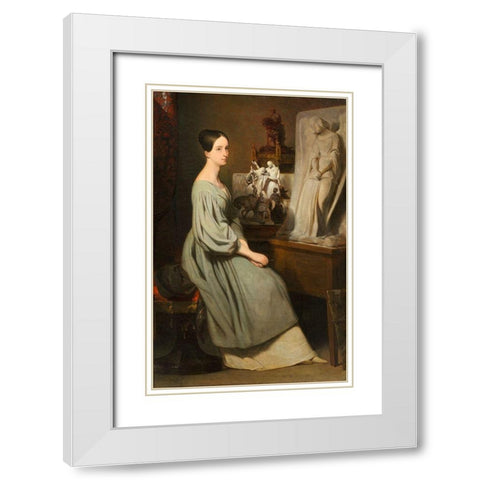 Princess Marie dOrleans in Her Studio White Modern Wood Framed Art Print with Double Matting by Scheffer, Ary