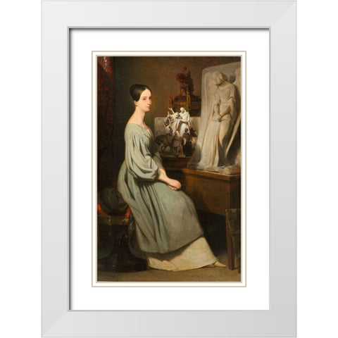 Princess Marie dOrleans in Her Studio White Modern Wood Framed Art Print with Double Matting by Scheffer, Ary