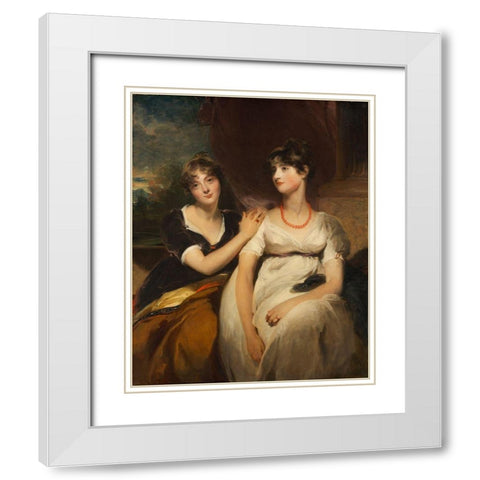 Portrait of Charlotte and Sarah Carteret-Hardy White Modern Wood Framed Art Print with Double Matting by Lawrence, Thomas