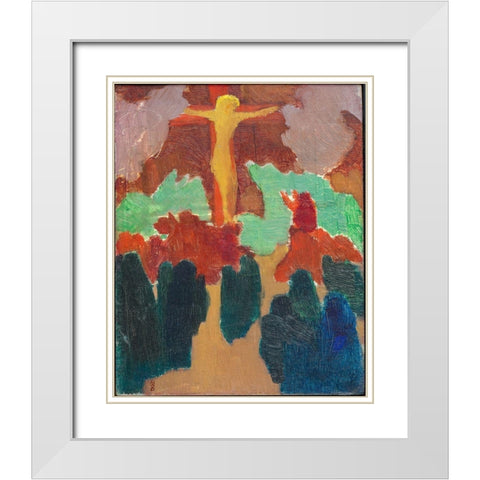 The Orange Christ White Modern Wood Framed Art Print with Double Matting by Denis, Maurice