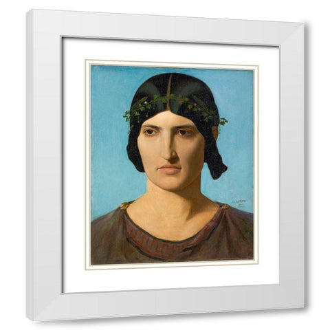 Head of an Italian Woman White Modern Wood Framed Art Print with Double Matting by Gerome, Jean-Leon
