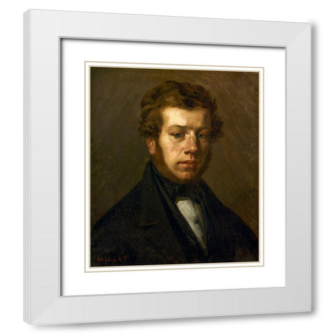Monsieur Martin White Modern Wood Framed Art Print with Double Matting by Millet, Jean-Francois