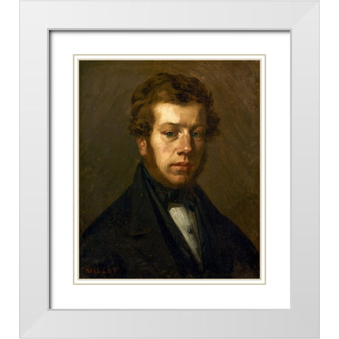 Monsieur Martin White Modern Wood Framed Art Print with Double Matting by Millet, Jean-Francois