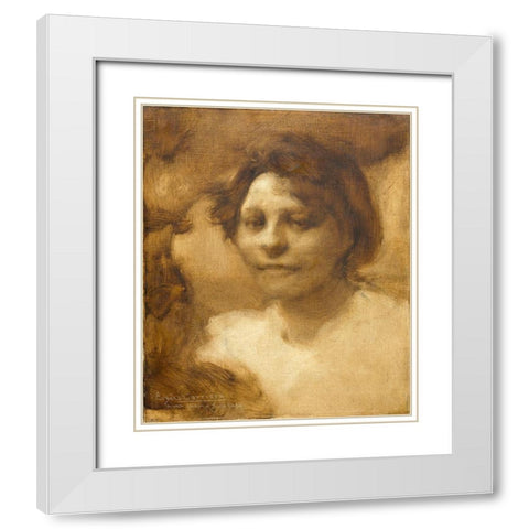 Madame Case White Modern Wood Framed Art Print with Double Matting by Carriere, Eugene