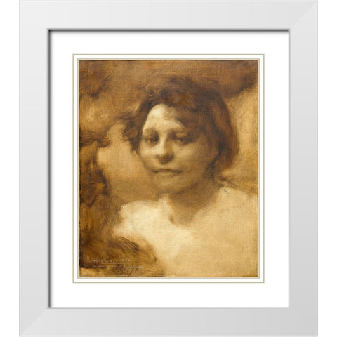 Madame Case White Modern Wood Framed Art Print with Double Matting by Carriere, Eugene