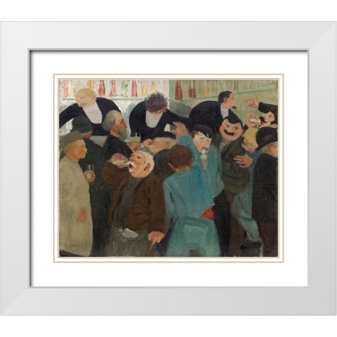 The Bistro White Modern Wood Framed Art Print with Double Matting by Vallotton, Felix