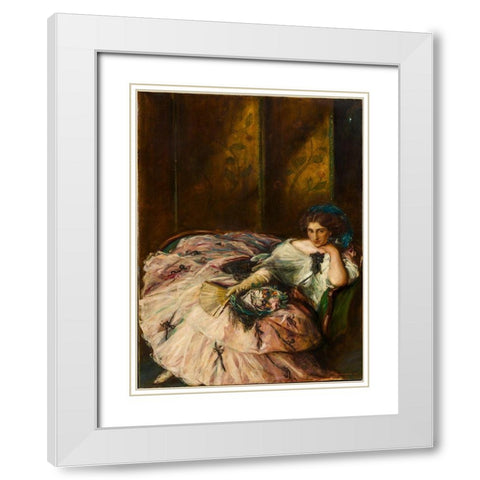 Souvenir of an International Ball, Portrait of Miss Kathleen Bruce White Modern Wood Framed Art Print with Double Matting by Shannon, Charles Hasslewood