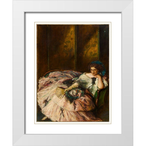 Souvenir of an International Ball, Portrait of Miss Kathleen Bruce White Modern Wood Framed Art Print with Double Matting by Shannon, Charles Hasslewood
