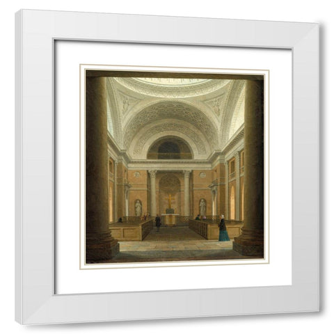 The Slotskirken of Christiansborg, Copenhagen White Modern Wood Framed Art Print with Double Matting by Hansen, Heinrich