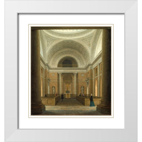 The Slotskirken of Christiansborg, Copenhagen White Modern Wood Framed Art Print with Double Matting by Hansen, Heinrich