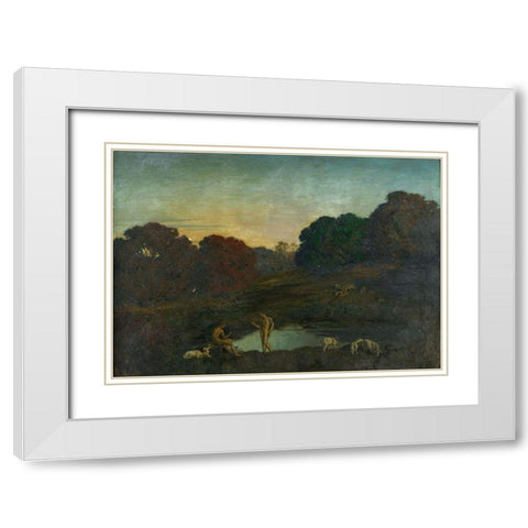 Pastoral Scene White Modern Wood Framed Art Print with Double Matting by Menard, Rene
